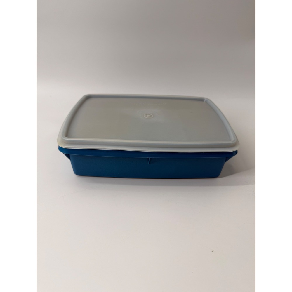 Vintage Tupperware Tuppercraft Blue Stow-and-Go sewing Craft Money storage